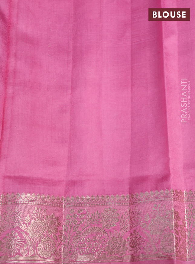 Banarasi poona silk saree dark pink and light pink with thread & zari woven buttas and zari woven border