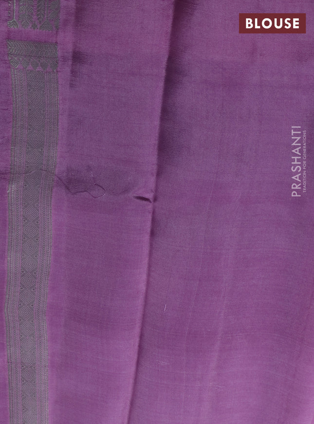 Banarasi poona silk saree purple and lavender with silver zari woven buttas and rich zari woven border