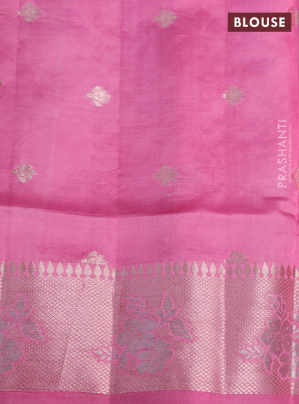 Banarasi poona silk saree dark pink and light pink with allover thread & zari woven floral weaves and zari woven floral border