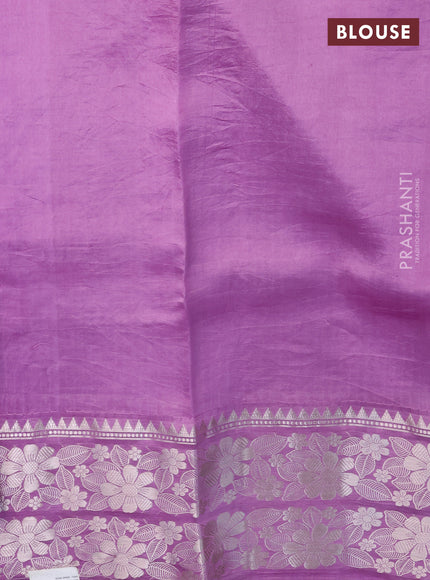 Banarasi poona silk saree purple and lavender with allover silver zari checks & buttas and long floral design zari woven border
