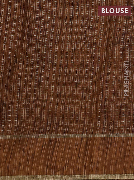 Semi matka saree dark mustard with allover zari weaves and rettapet zari woven border