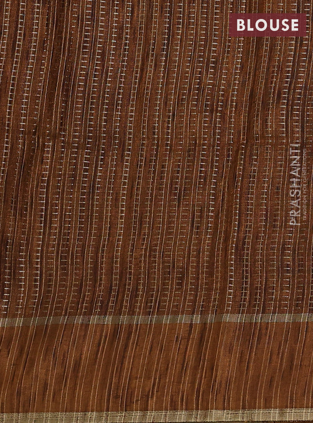 Semi matka saree dark mustard with allover zari weaves and rettapet zari woven border