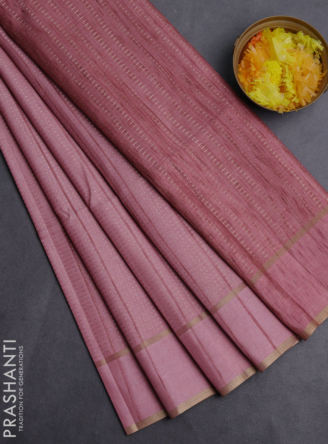 Semi matka saree pastel pink with allover zari weaves and rettapet zari woven border