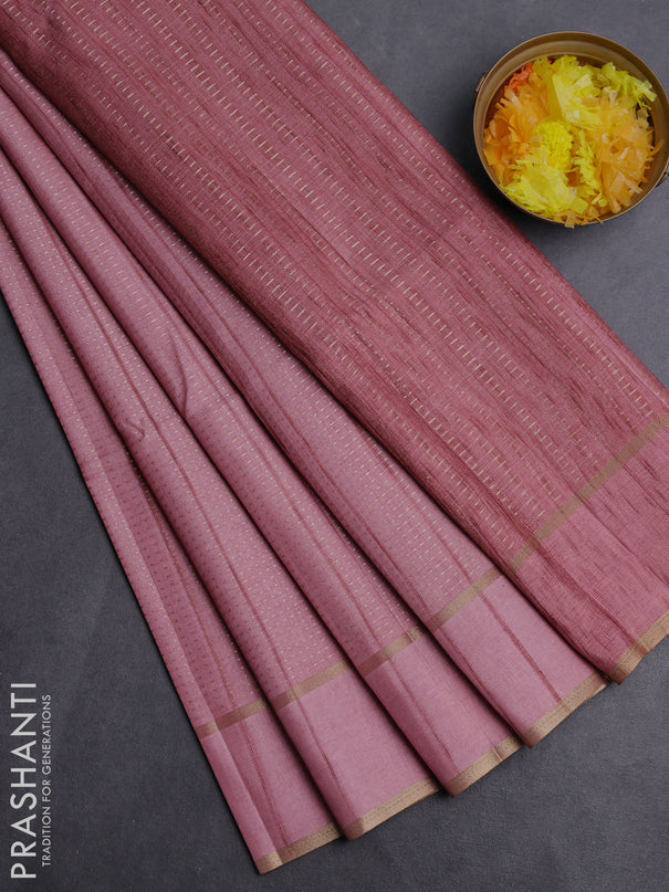 Semi matka saree pastel pink with allover zari weaves and rettapet zari woven border