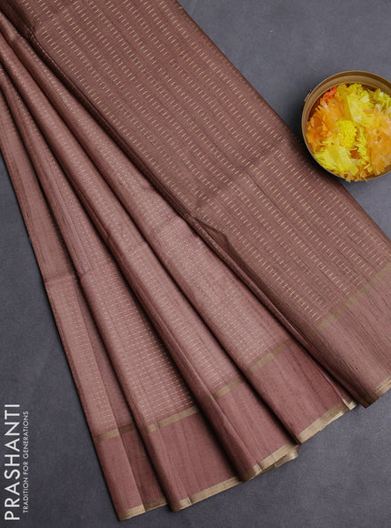 Semi matka saree pastel brown with allover zari weaves and rettapet zari woven border