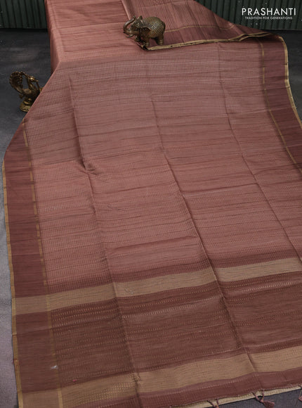 Semi matka saree pastel brown with allover zari weaves and rettapet zari woven border