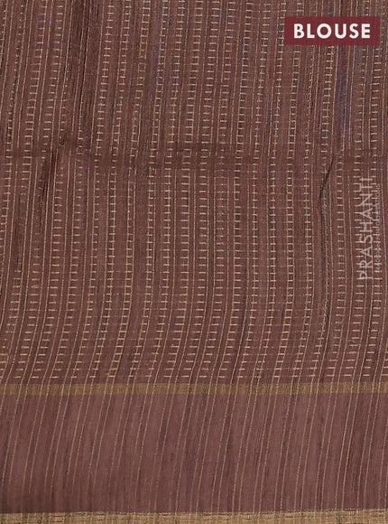 Semi matka saree pastel brown with allover zari weaves and rettapet zari woven border