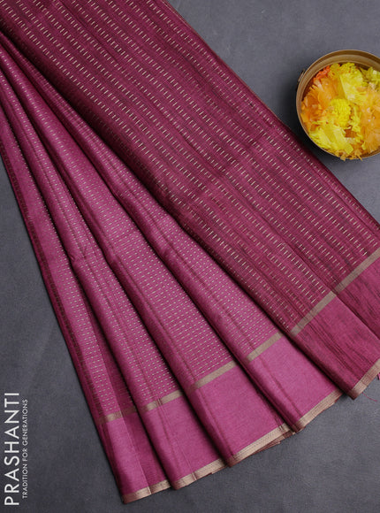 Semi matka saree magenta pink with allover zari weaves and rettapet zari woven border