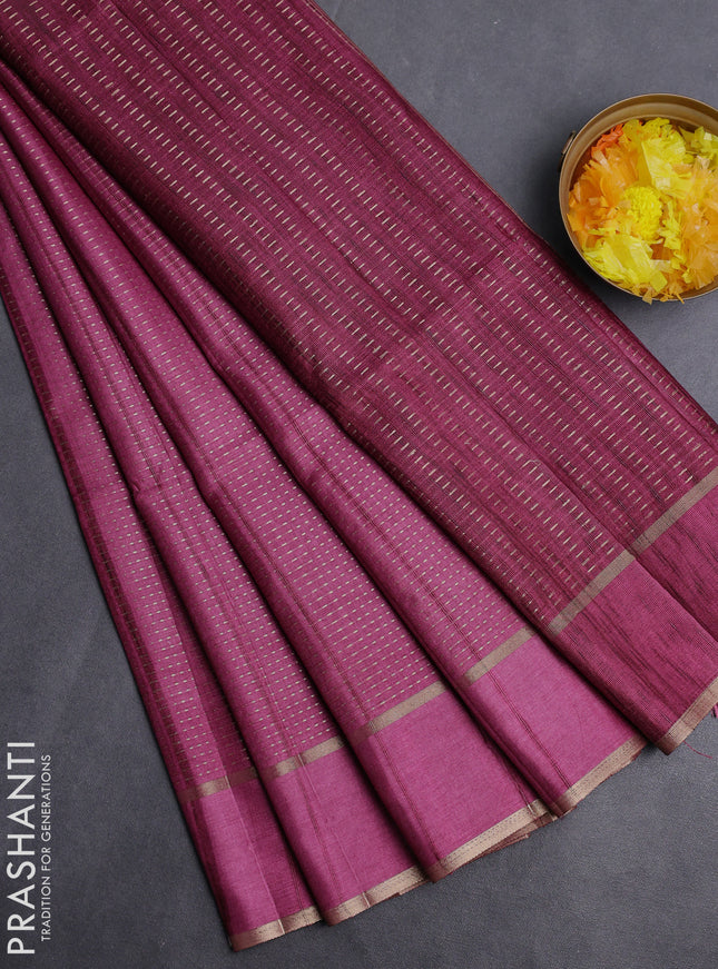 Semi matka saree magenta pink with allover zari weaves and rettapet zari woven border