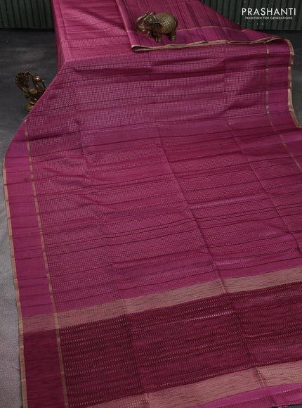 Semi matka saree magenta pink with allover zari weaves and rettapet zari woven border