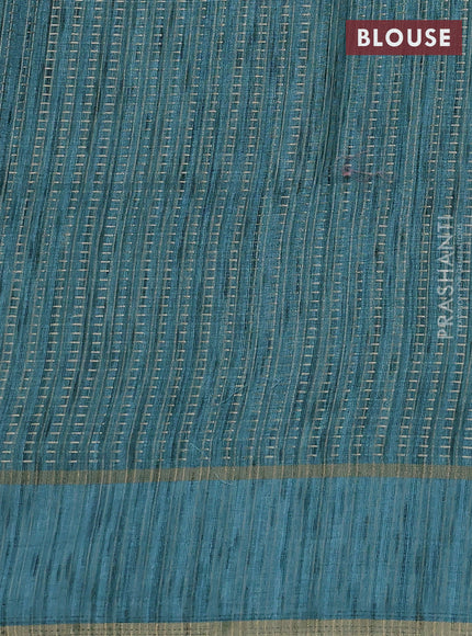 Semi matka saree light blue with allover zari weaves and rettapet zari woven border