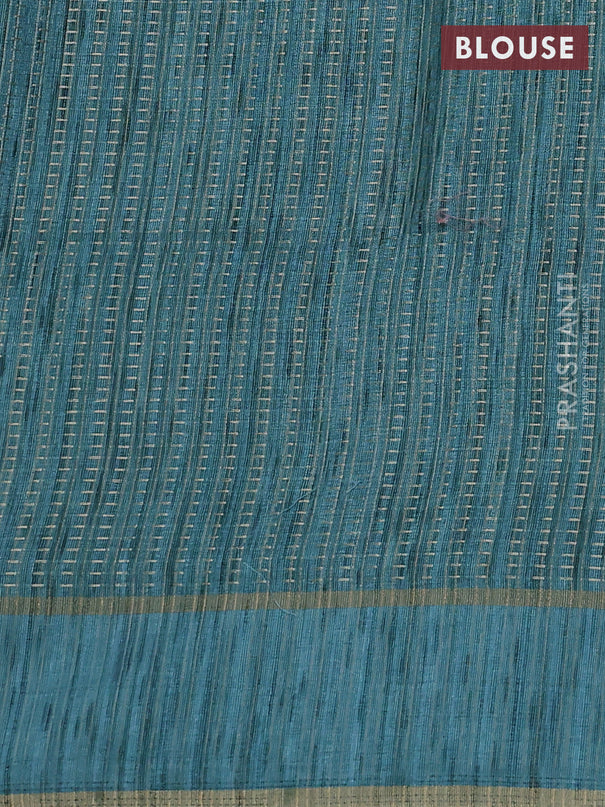 Semi matka saree light blue with allover zari weaves and rettapet zari woven border