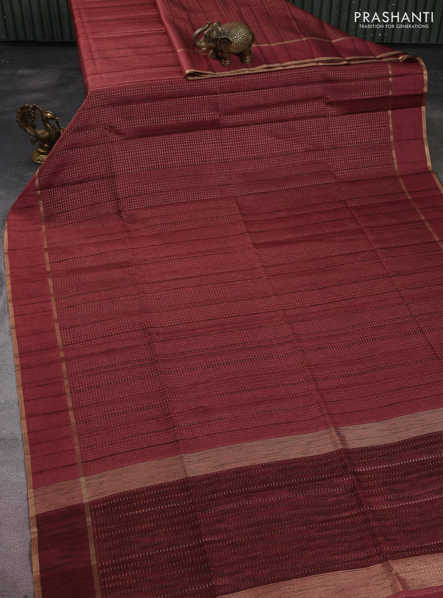 Semi matka saree maroon with allover zari weaves and rettapet zari woven border