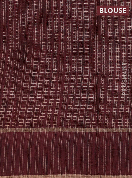 Semi matka saree maroon with allover zari weaves and rettapet zari woven border