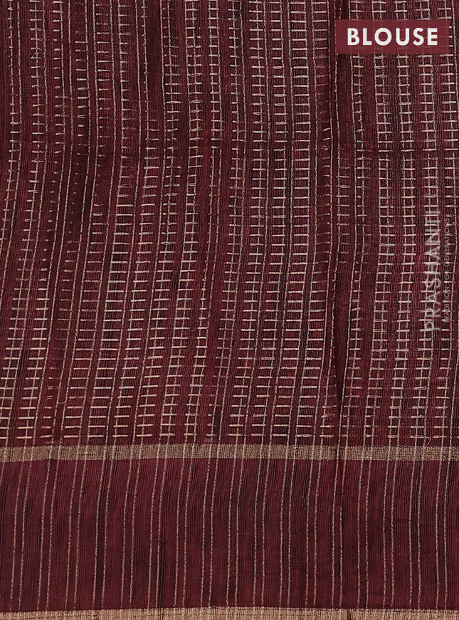 Semi matka saree maroon with allover zari weaves and rettapet zari woven border