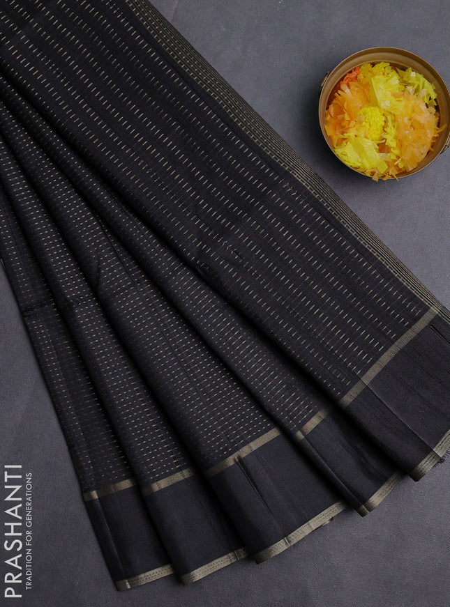 Semi matka saree black with allover zari weaves and rettapet zari woven border