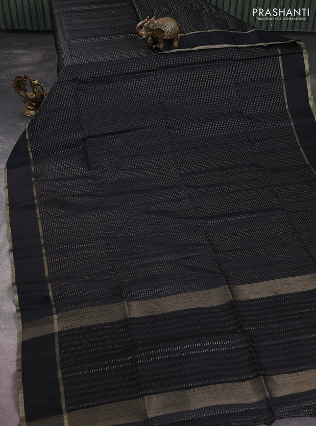 Semi matka saree black with allover zari weaves and rettapet zari woven border