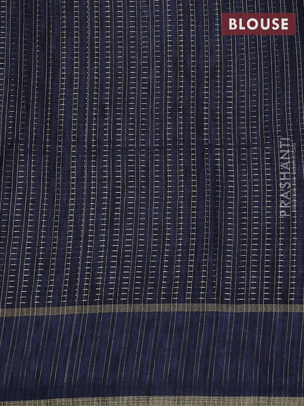 Semi matka saree blue shade with allover zari weaves and rettapet zari woven border