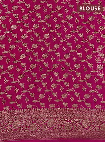 Banarasi crepe partly saree green and pink with woven buttas and woven border