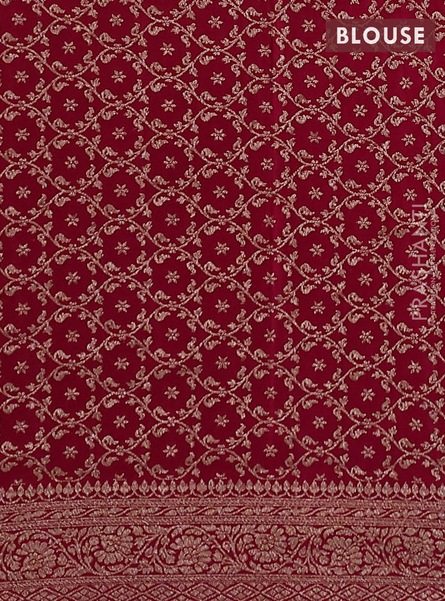 Banarasi crepe partly saree orange and pink with woven buttas and woven border