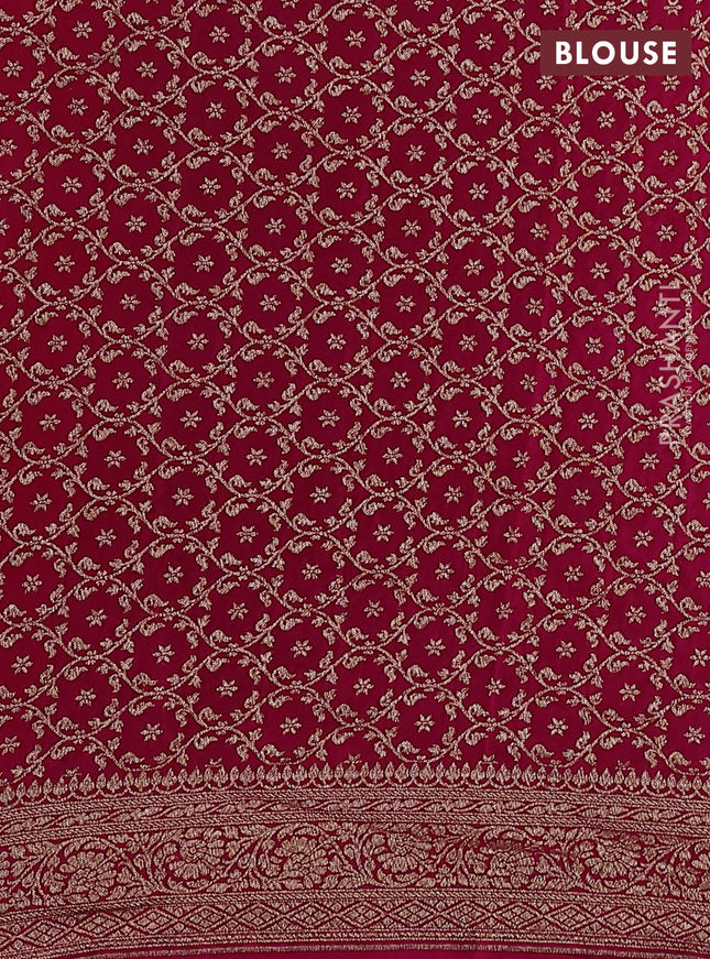 Banarasi crepe partly saree mustard yellow and pink with woven buttas and woven border