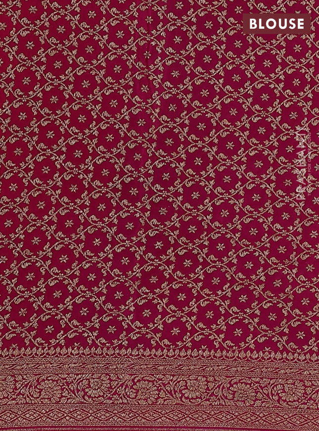 Banarasi crepe partly saree mustard yellow and pink with woven buttas and woven border