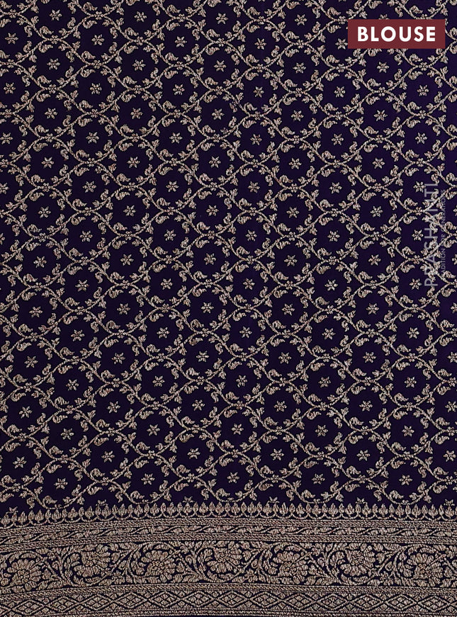 Banarasi crepe partly saree lime yellow and violet with woven buttas and woven border