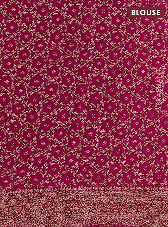 Banarasi crepe partly saree violet and pink with woven buttas and woven border