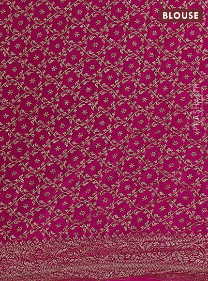 Banarasi crepe partly saree green and pink with woven buttas and woven border