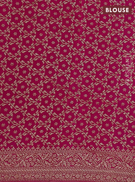Banarasi crepe partly saree blue and pink with woven buttas and woven border