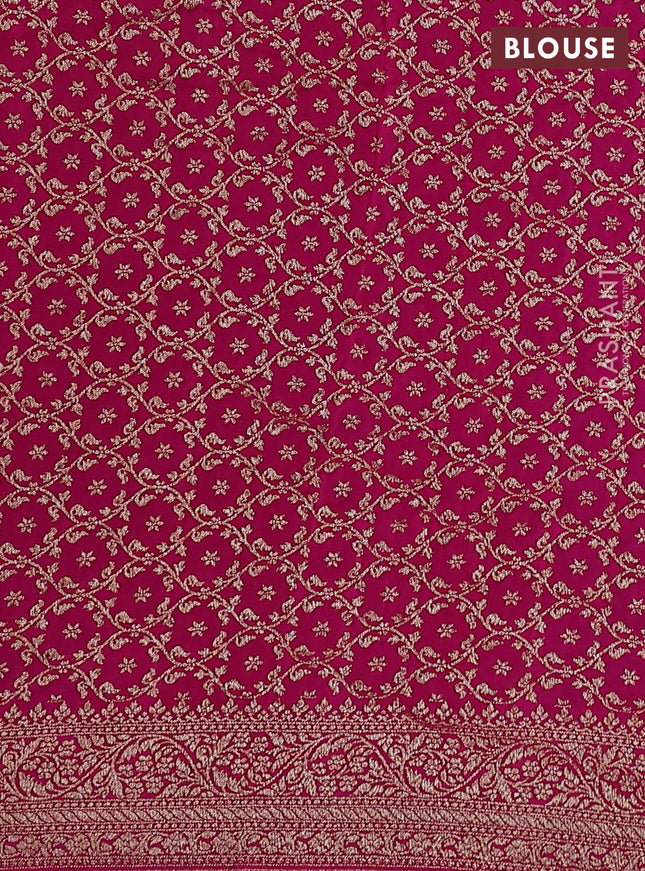 Banarasi crepe partly saree blue and pink with woven buttas and woven border