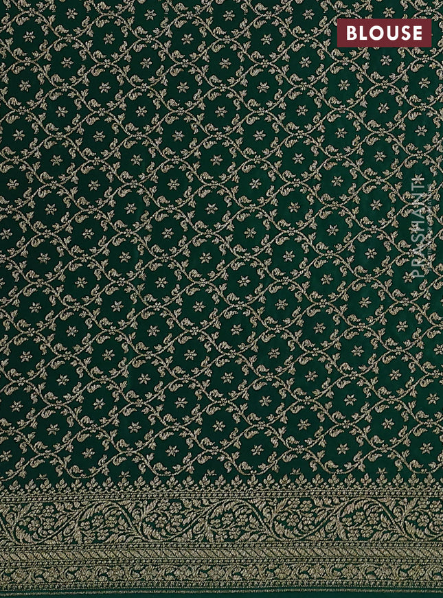 Banarasi crepe partly saree red and green with woven buttas and woven border