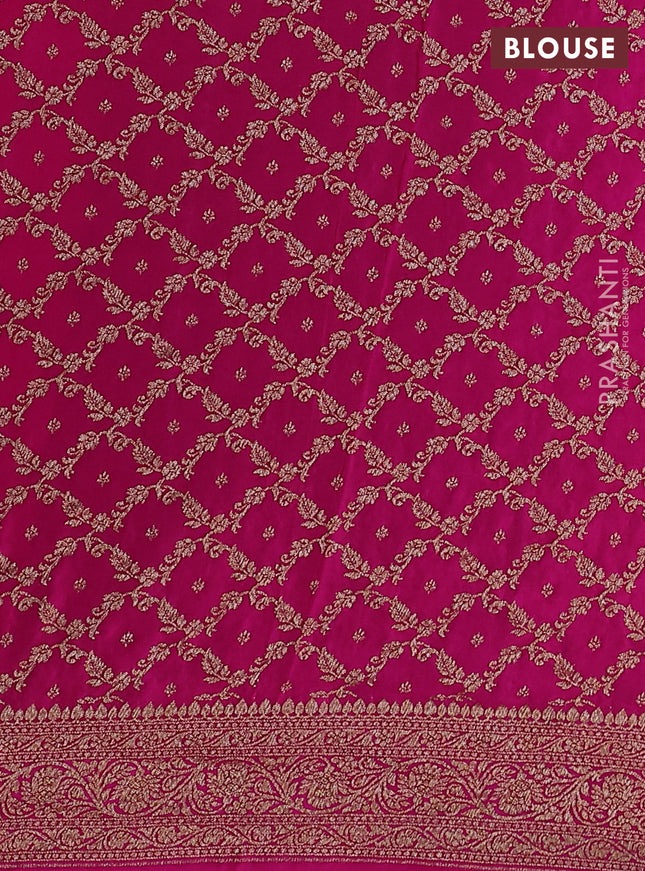 Banarasi crepe partly saree royal blue and pink with woven buttas and woven border