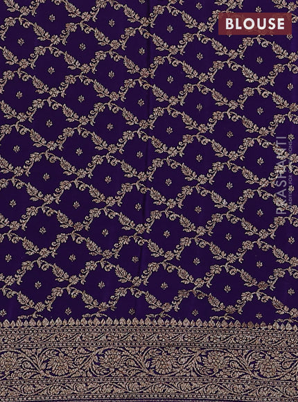 Banarasi crepe partly saree pink and violet with woven buttas and woven border