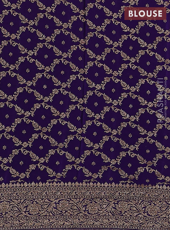 Banarasi crepe partly saree pink and violet with woven buttas and woven border