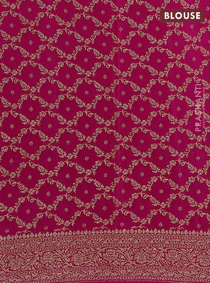 Banarasi crepe partly saree royal blue and pink with woven buttas and woven border