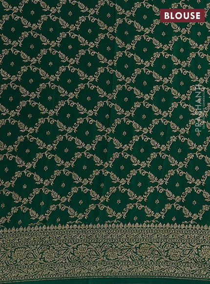 Banarasi crepe partly saree pink and green with woven buttas and woven border