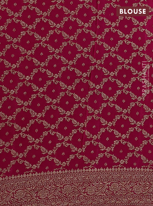 Banarasi crepe partly saree mustard yellow and pink with woven buttas and woven border