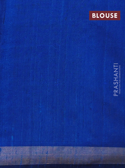 Pure dupion silk saree cs blue with thread & zari woven buttas and zari woven border