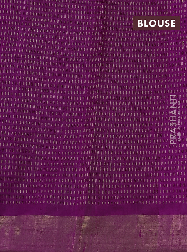 Pure dupion silk saree purple with allover zari weaves and zari woven border