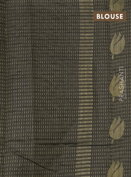 Pure dupion silk saree sap green with allover zari weaves and zari woven border