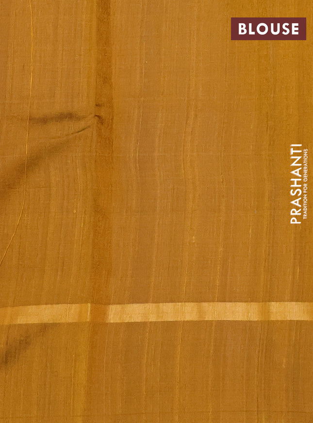 Pure dupion silk saree mustard yellow with thread & zari woven buttas and woven butta border