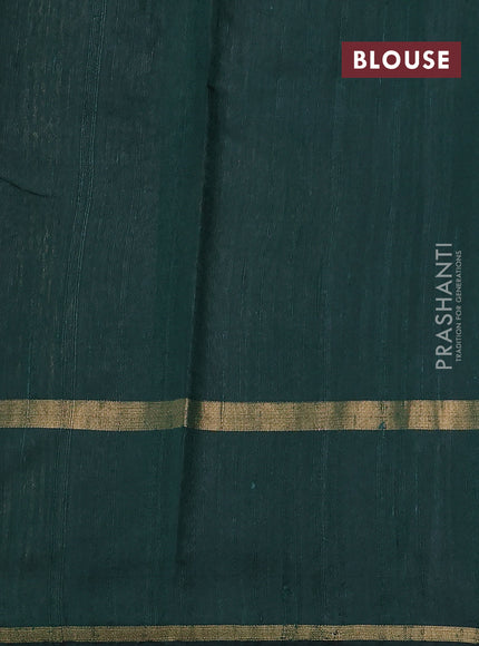 Pure dupion silk saree bottle green with thread & zari woven buttas and woven butta border