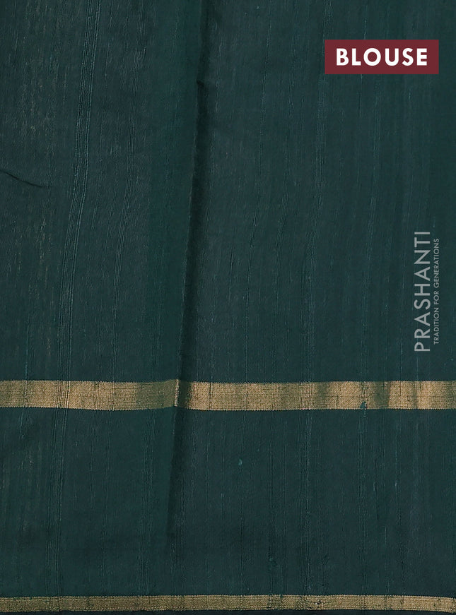 Pure dupion silk saree bottle green with thread & zari woven buttas and woven butta border