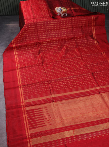 Pure dupion silk saree maroon with allover zari weaves and zari woven simple border