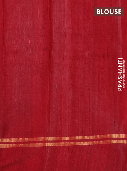 Pure dupion silk saree maroon with allover zari weaves and zari woven simple border