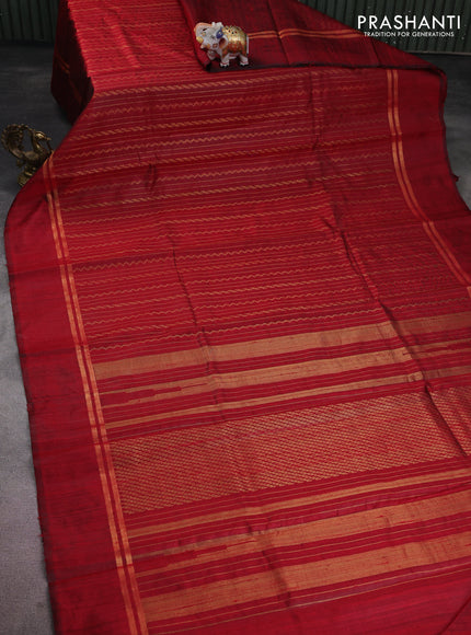 Pure dupion silk saree maroon with allover zari weaves and zari woven simple border