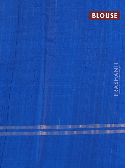 Pure dupion silk saree cs blue with allover zari weaves and zari woven simple border