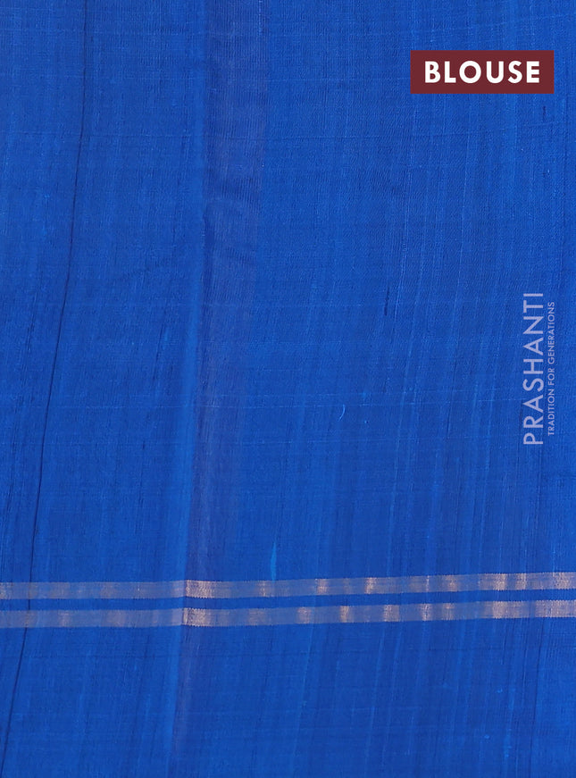 Pure dupion silk saree cs blue with allover zari weaves and zari woven simple border