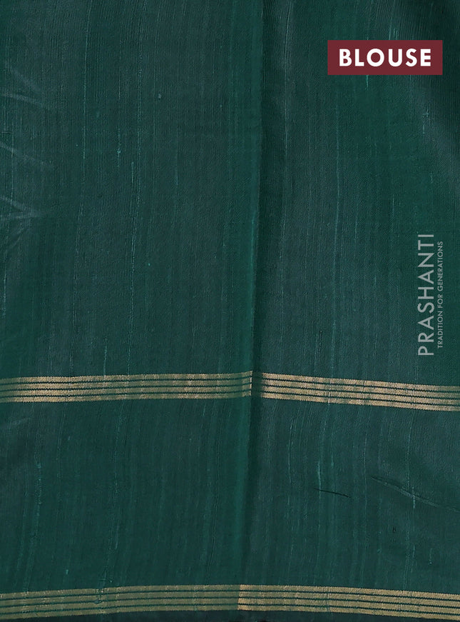 Pure dupion silk saree peacock green with allover zari weaves and rettapet zari woven border
